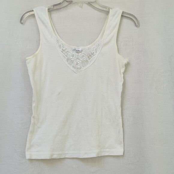 Secret Treasures Tank Top BlouseWomens Small White Fairy Whimsy Y2K Lace - Picture 1 of 7